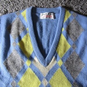 Pringle Sweater Mens L Sports 36 92 Argyle Made In Scotland 80s 90s Grandpa